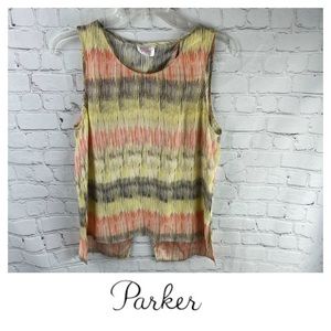 Parker Abstract Chevron Silk Tank